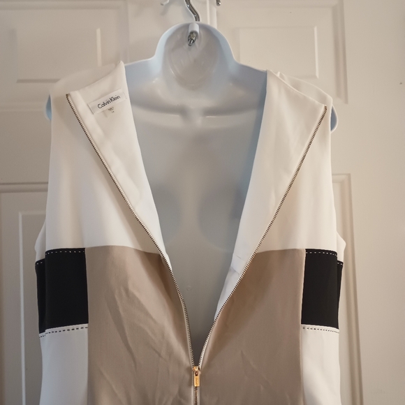 Calvin Klein Sleeveless Color Block Sheath Mini Dress. Size: 16 - Picture 13 of 14